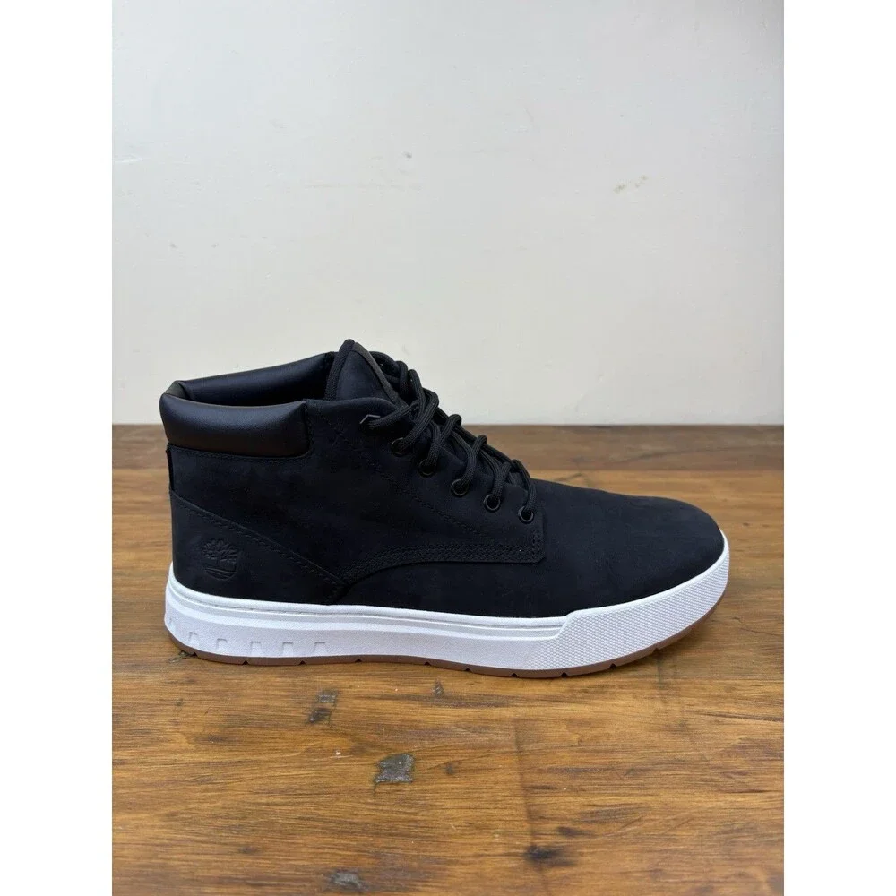 Timberland Maple Grove Chukka Boots Mens 9 Black Nubuck Leather Sneaker A5PSG